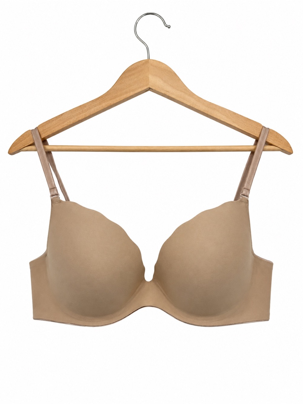 B.Tempt'd Nude Tan Plunge Bra 36C Smooth Underwire Padded T-Shirt Bra Leopard